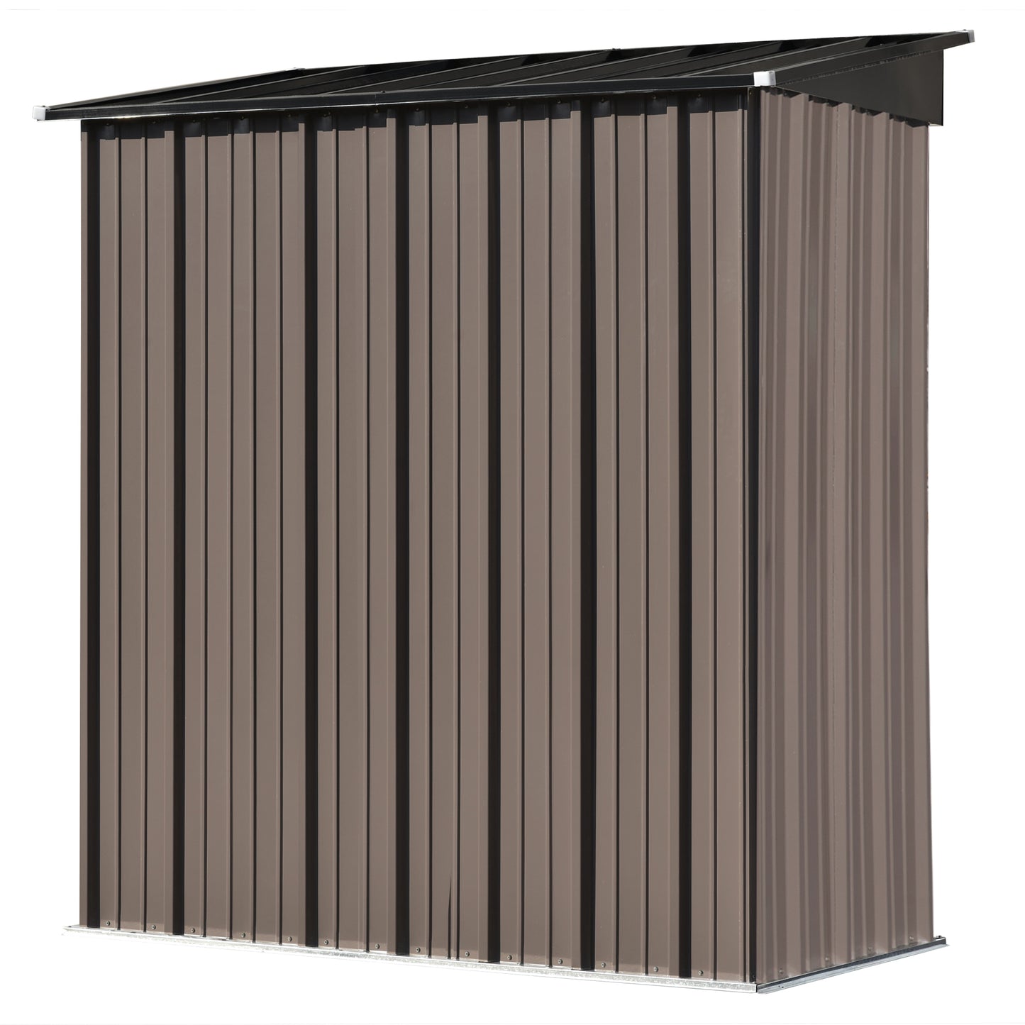 Patio 5 ft. W x2.8 ft. D Lean-to Metal Storage Shed with Adjustable Shelf and Lockable Door, Brown(14 sq. ft.)