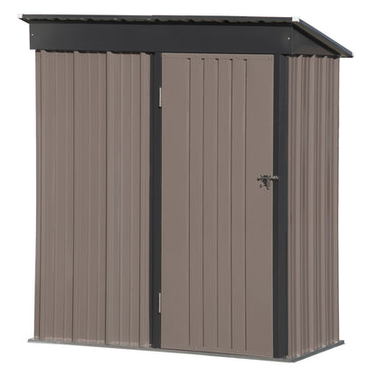 Patio 5 ft. W x2.8 ft. D Lean-to Metal Storage Shed with Adjustable Shelf and Lockable Door, Brown(14 sq. ft.)