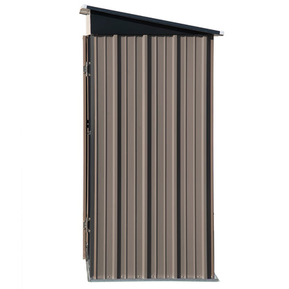 Patio 5 ft. W x2.8 ft. D Lean-to Metal Storage Shed with Adjustable Shelf and Lockable Door, Brown(14 sq. ft.)