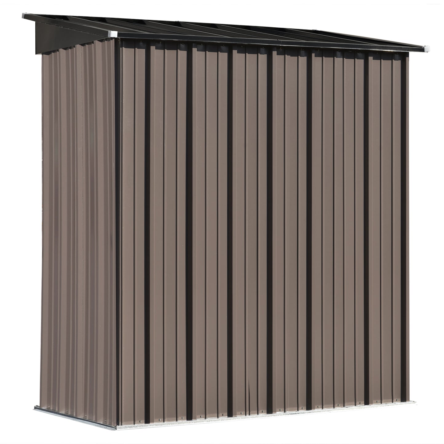 Patio 5 ft. W x2.8 ft. D Lean-to Metal Storage Shed with Adjustable Shelf and Lockable Door, Brown(14 sq. ft.)