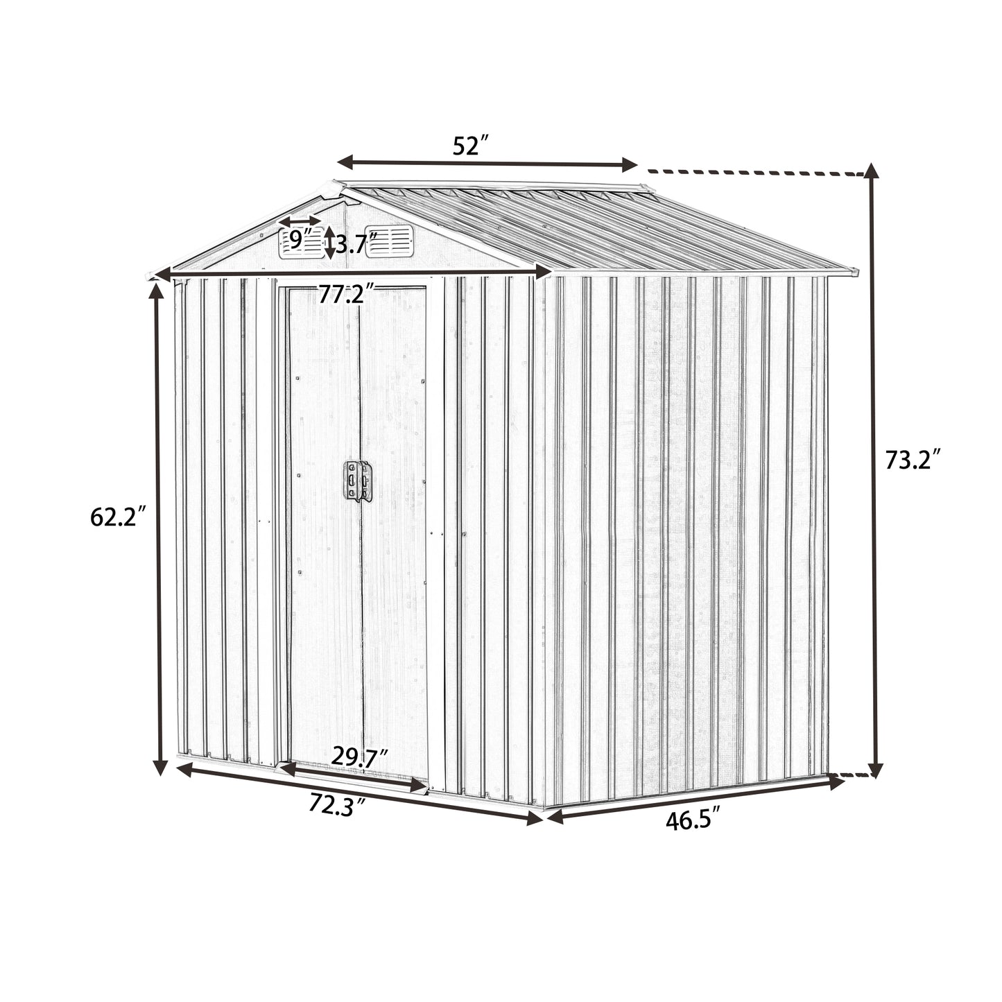 Patio 6 ft. W x4 ft. D Bike Shed Garden Shed, Metal Storage Shed with Lockable Door and with Vents, Brown(24 sq. ft.)