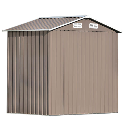 Patio 6 ft. W x4 ft. D Bike Shed Garden Shed, Metal Storage Shed with Lockable Door and with Vents, Brown(24 sq. ft.)