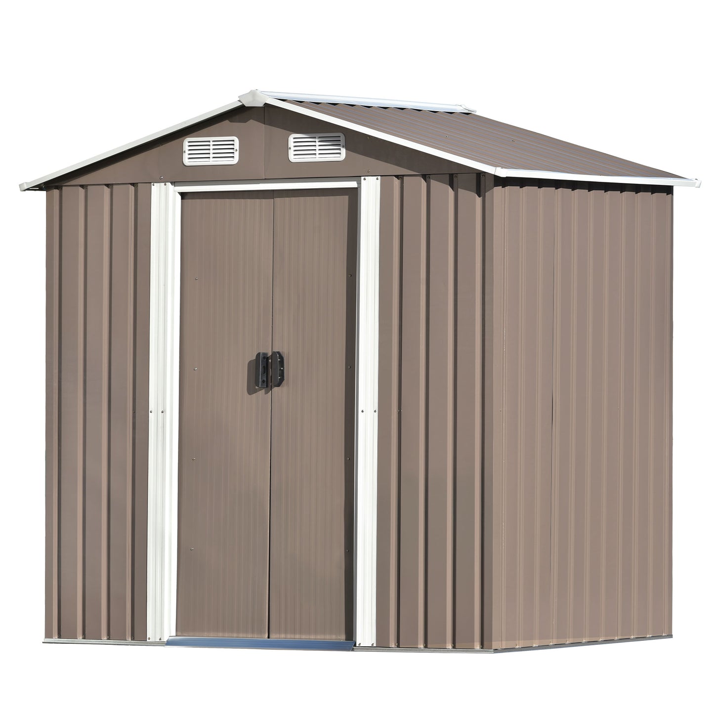 Patio 6 ft. W x4 ft. D Bike Shed Garden Shed, Metal Storage Shed with Lockable Door and with Vents, Brown(24 sq. ft.)