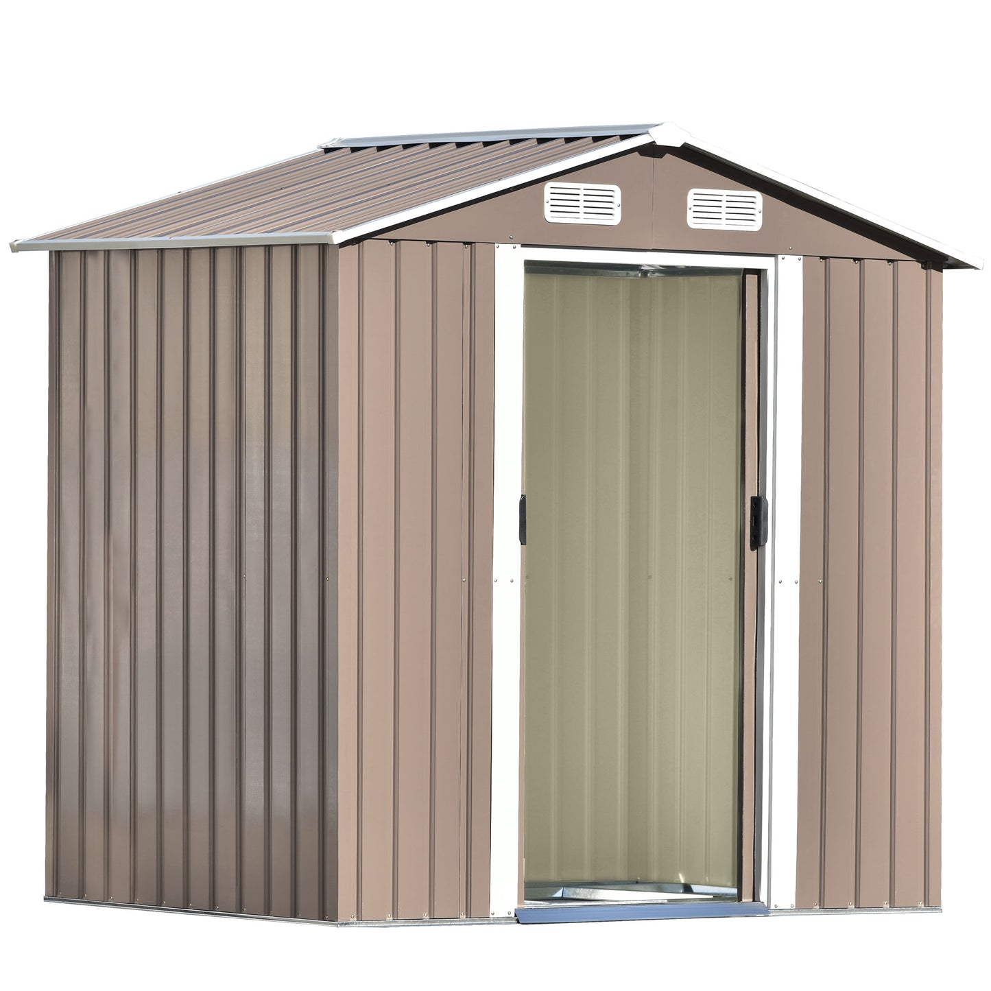 Patio 6 ft. W x4 ft. D Bike Shed Garden Shed, Metal Storage Shed with Lockable Door and with Vents, Brown(24 sq. ft.)