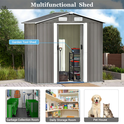 Patio 6 ft. W x4 ft. D Bike Shed Garden Shed, Metal Storage Shed with Adjustable Shelf, Gray (24 sq. ft.)