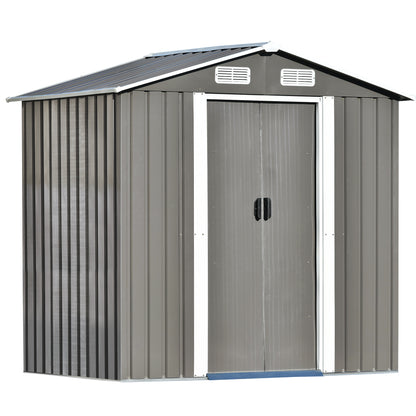 Patio 6 ft. W x4 ft. D Bike Shed Garden Shed, Metal Storage Shed with Adjustable Shelf, Gray (24 sq. ft.)