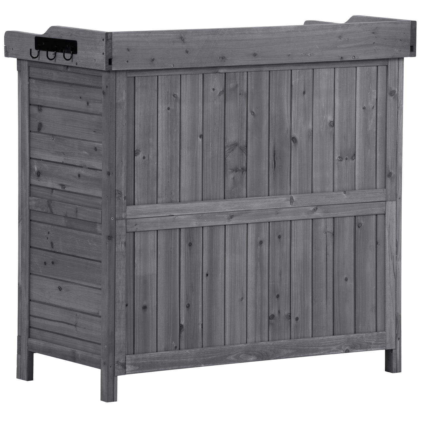 3.2 ft. W x 1.6 ft. D Potting Bench Table, Garden Wood Workstation Storage Shed with Side Hook, Grey (5 sq. ft.)