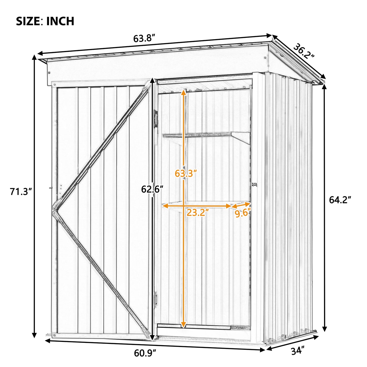 Patio 5 ft. W x2.8 ft. D Lean-to Metal Storage Shed with Adjustable Shelf and Lockable Door, Brown(14 sq. ft.)