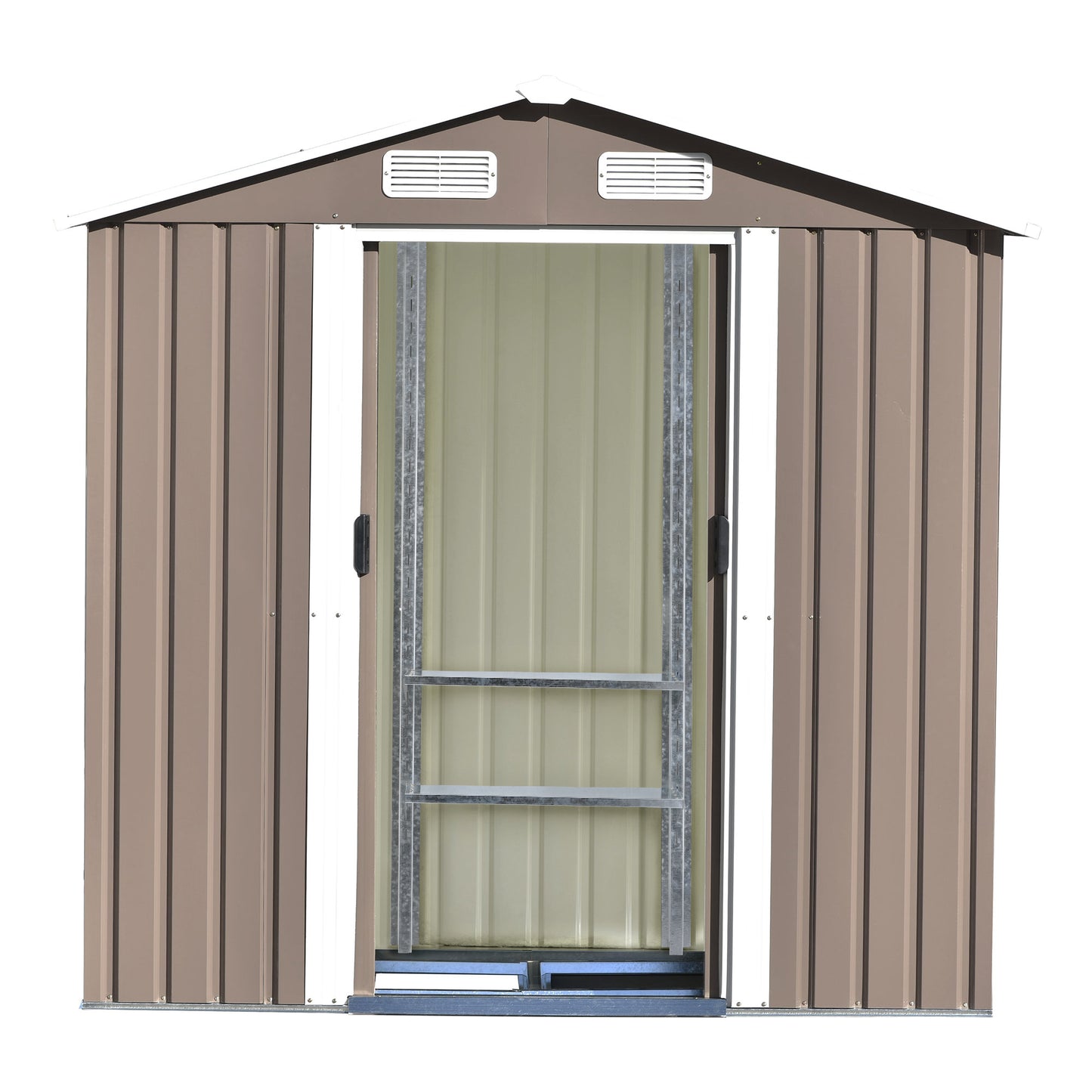 Patio 6 ft. W x4 ft. D Bike Shed Garden Shed, Metal Storage Shed with Adjustable Shelf, Brown (24 sq. ft.)