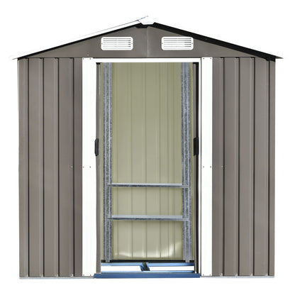 Patio 6 ft. W x4 ft. D Bike Shed Garden Shed, Metal Storage Shed with Adjustable Shelf, Gray (24 sq. ft.)