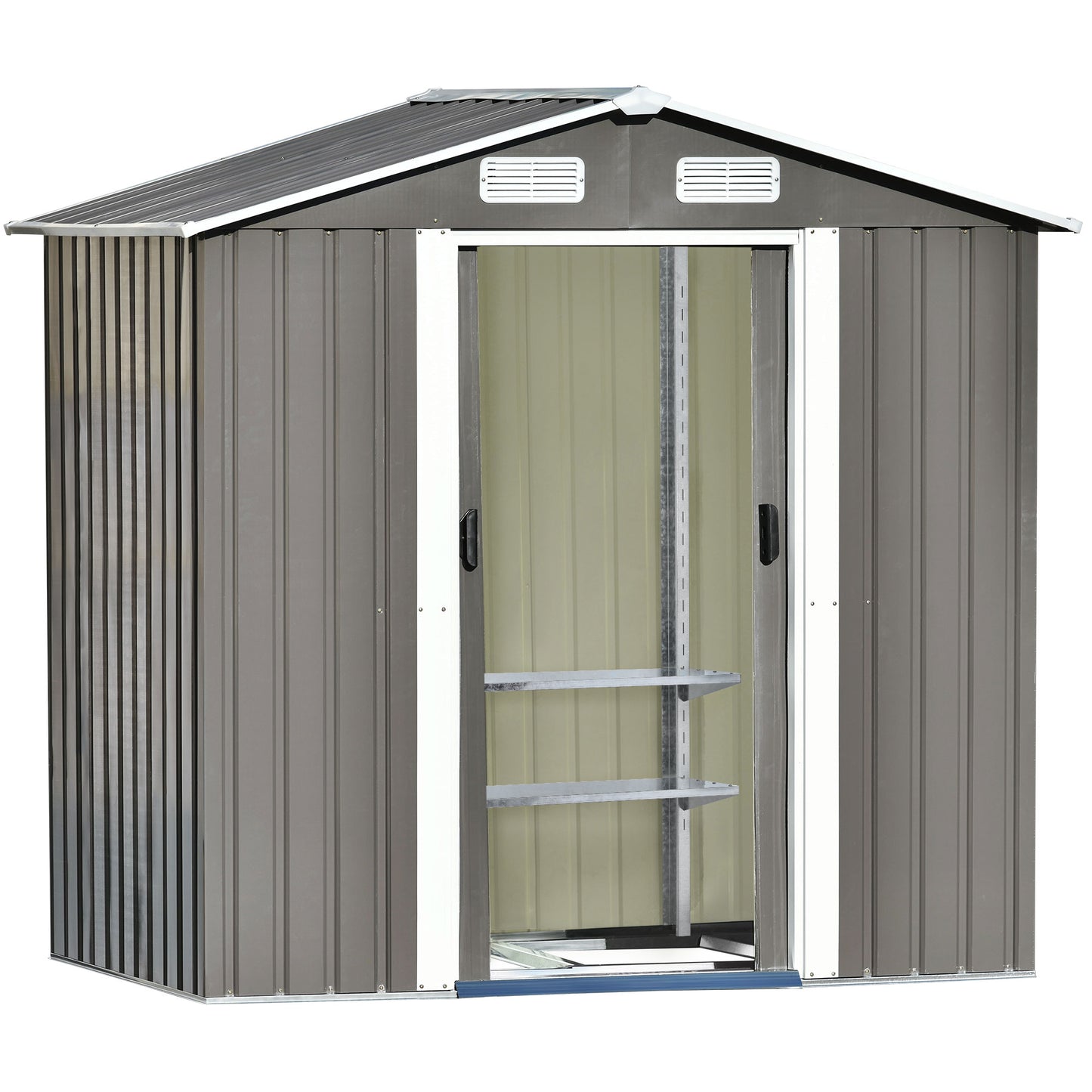 Patio 6 ft. W x4 ft. D Bike Shed Garden Shed, Metal Storage Shed with Adjustable Shelf, Gray (24 sq. ft.)