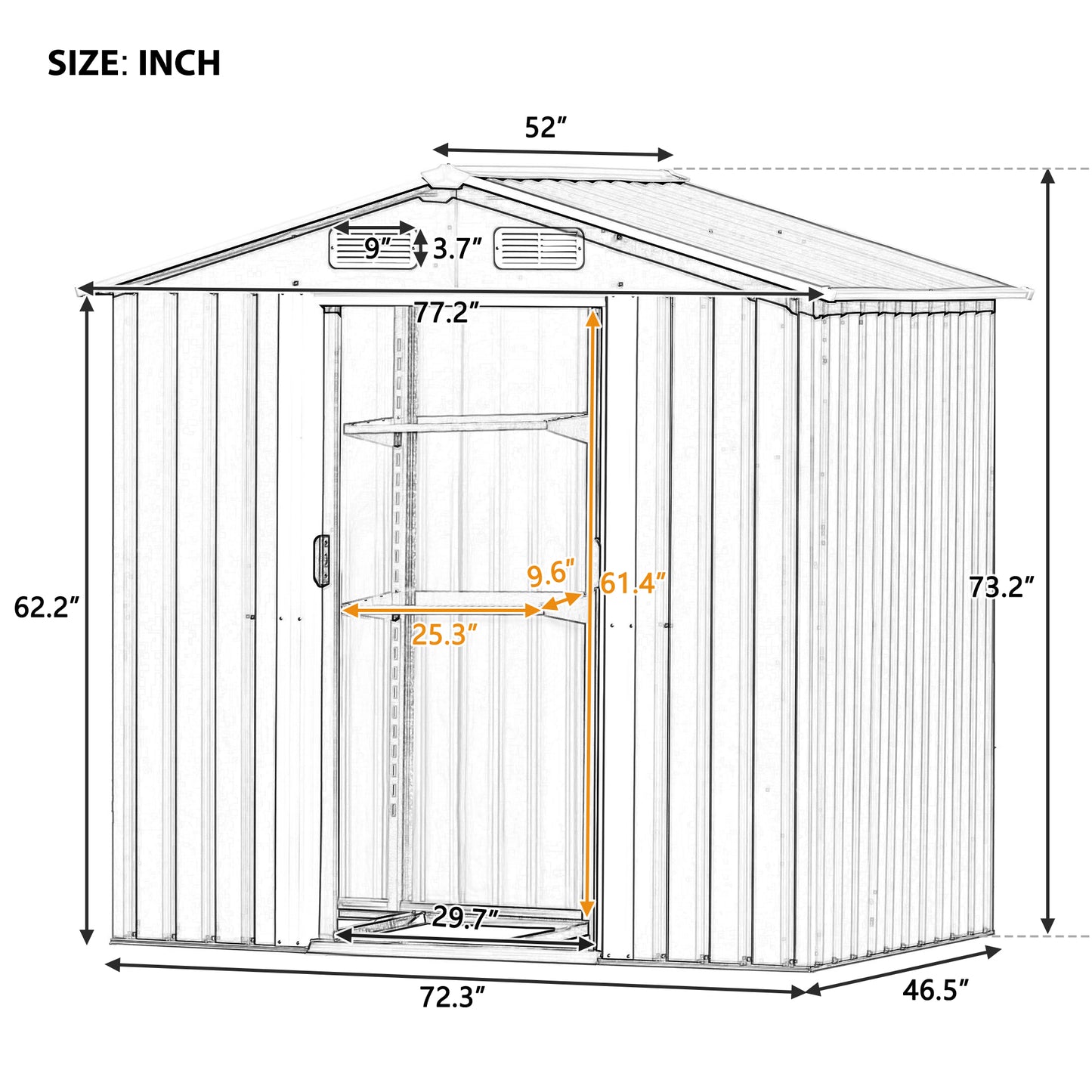 Patio 6 ft. W x4 ft. D Bike Shed Garden Shed, Metal Storage Shed with Adjustable Shelf, Brown (24 sq. ft.)