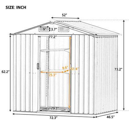 Patio 6 ft. W x4 ft. D Bike Shed Garden Shed, Metal Storage Shed with Adjustable Shelf, Brown (24 sq. ft.)