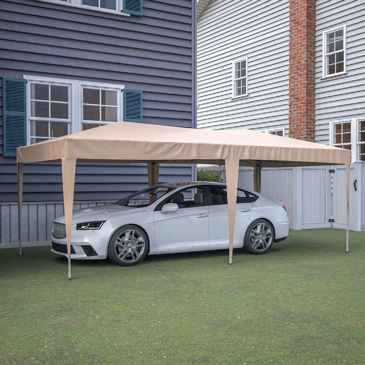 10 ft. x 20 ft. EZ Pop Up Canopy Outdoor Portable Party Folding Tent with 6 Removable Sidewalls and Carry Bag, Beige