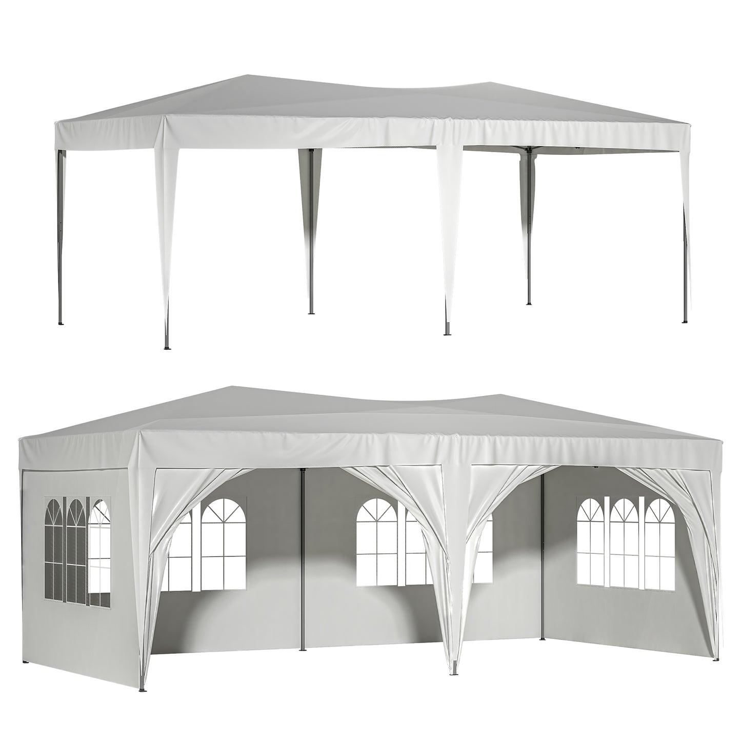 10 ft. x 20 ft. EZ Pop Up Canopy Outdoor Portable Party Folding Tent with 6 Removable Sidewalls and Carry Bag, White