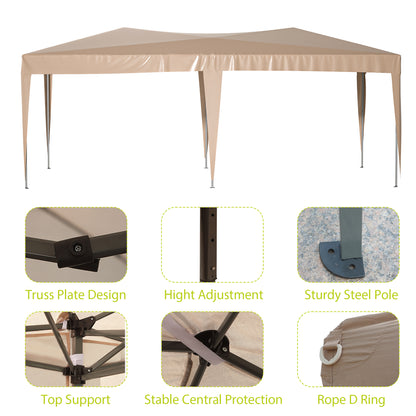 10 ft. x 20 ft. EZ Pop Up Canopy Outdoor Portable Party Folding Tent with 6 Removable Sidewalls and Carry Bag, Beige