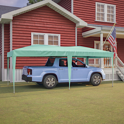 10 ft. x 20 ft. EZ Pop Up Canopy Outdoor Portable Party Folding Tent with 6 Removable Sidewalls and Carry Bag, Green