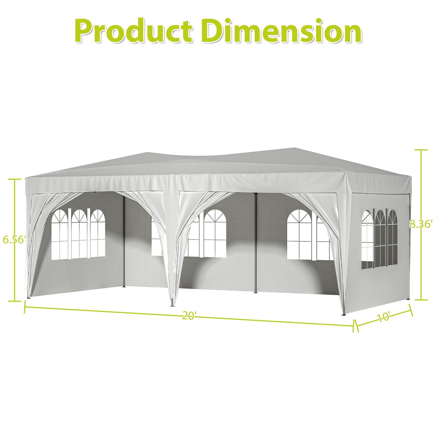 10 ft. x 20 ft. EZ Pop Up Canopy Outdoor Portable Party Folding Tent with 6 Removable Sidewalls and Carry Bag, White