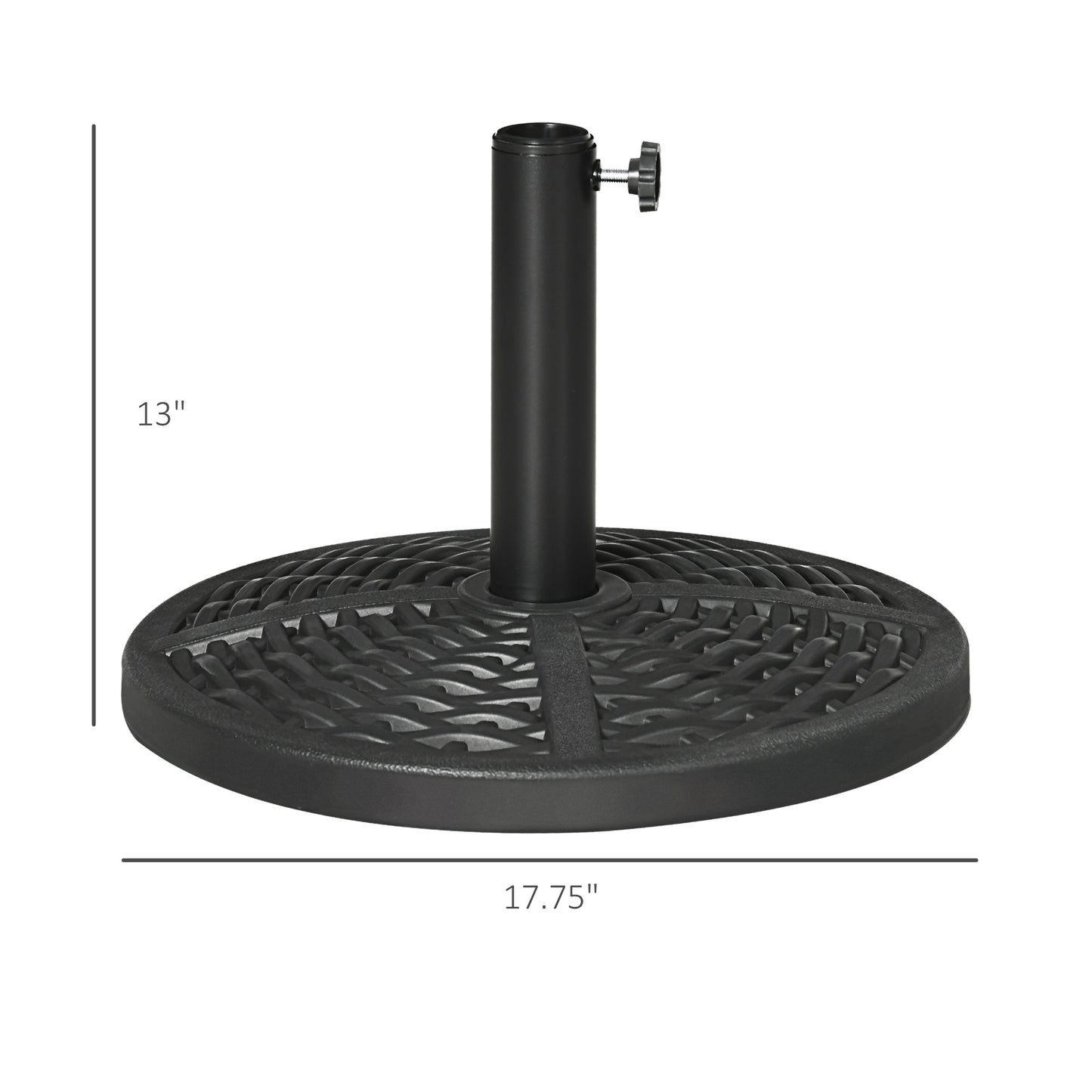 21 lbs. Market Umbrella Base Holder 18" Heavy Duty Round Parasol Stand with Rattan Design for Patio, Black