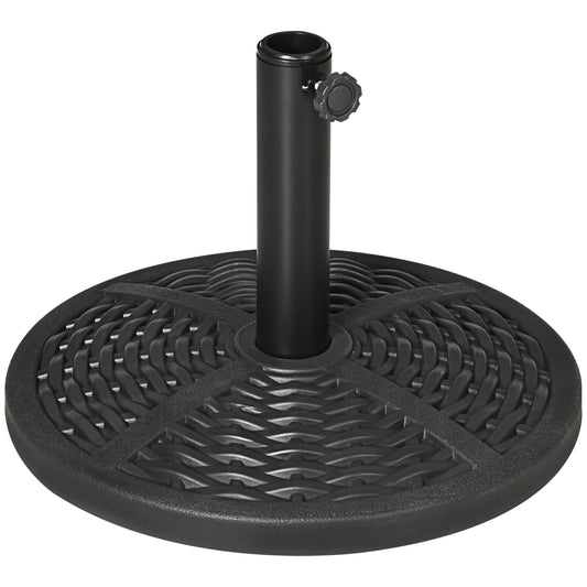 21 lbs. Market Umbrella Base Holder 18" Heavy Duty Round Parasol Stand with Rattan Design for Patio, Black