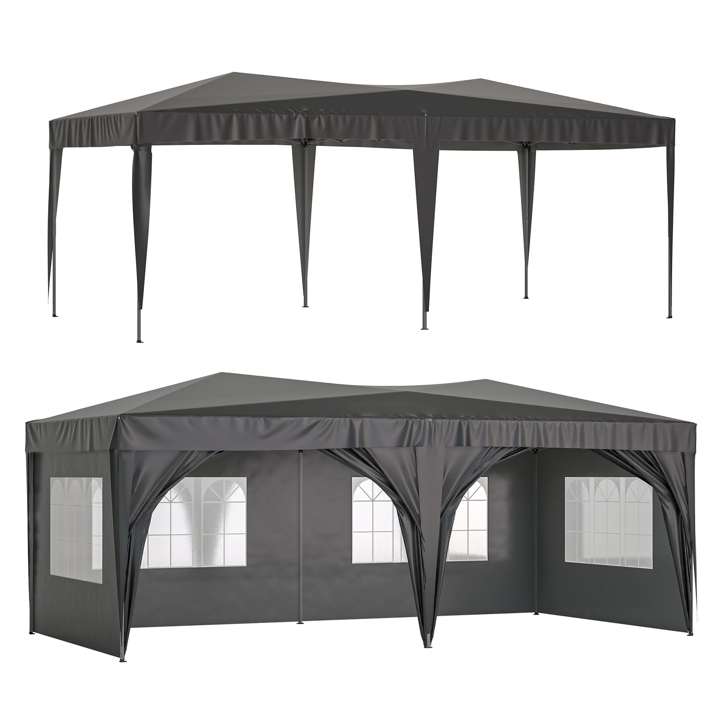 10 ft. x 20 ft. EZ Pop Up Canopy Outdoor Portable Party Folding Tent with 6 Removable Sidewalls and Carry Bag, Black