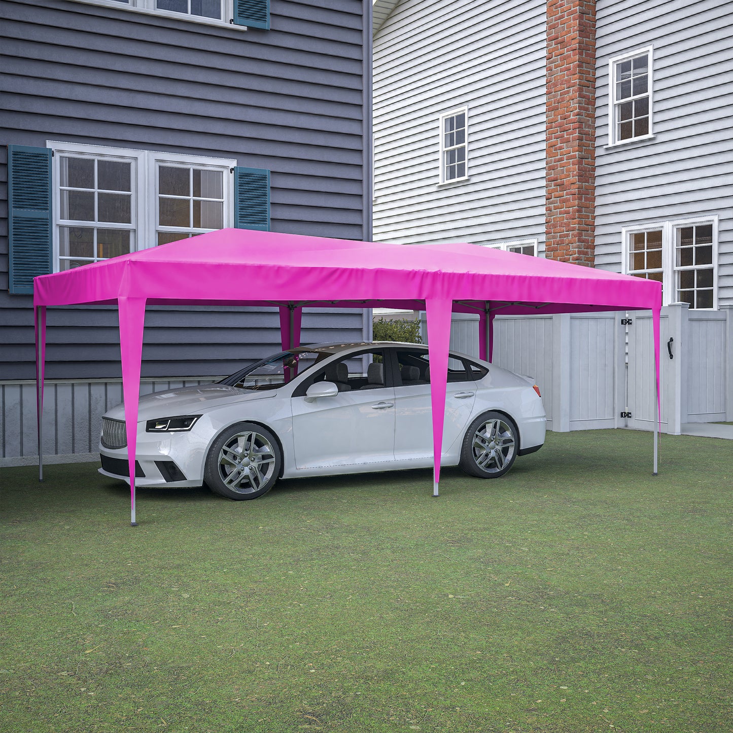 10 ft. x 20 ft. EZ Pop Up Canopy Outdoor Portable Party Folding Tent with 6 Removable Sidewalls and Carry Bag, Pink