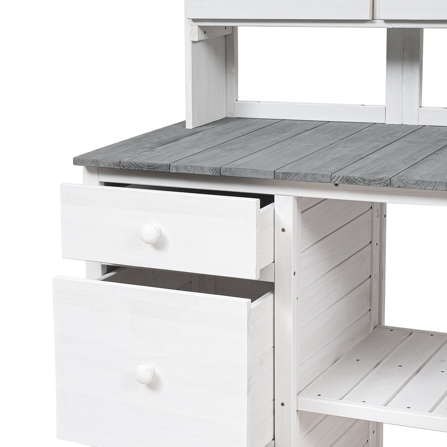 Garden Potting Bench Table, Rustic and Sleek Design with Multiple Drawers and Shelves for Storage