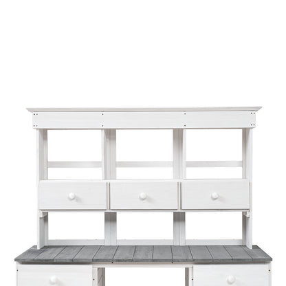 Garden Potting Bench Table, Rustic and Sleek Design with Multiple Drawers and Shelves for Storage