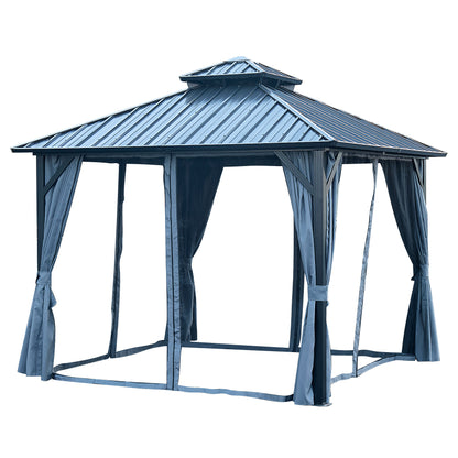 10 ft. x 10 ft. Patic Gazebo,Alu Gazebo with Steel Canopy,Outdoor Permanent Hardtop Gazebo Canopy for Patio, Garden in Black