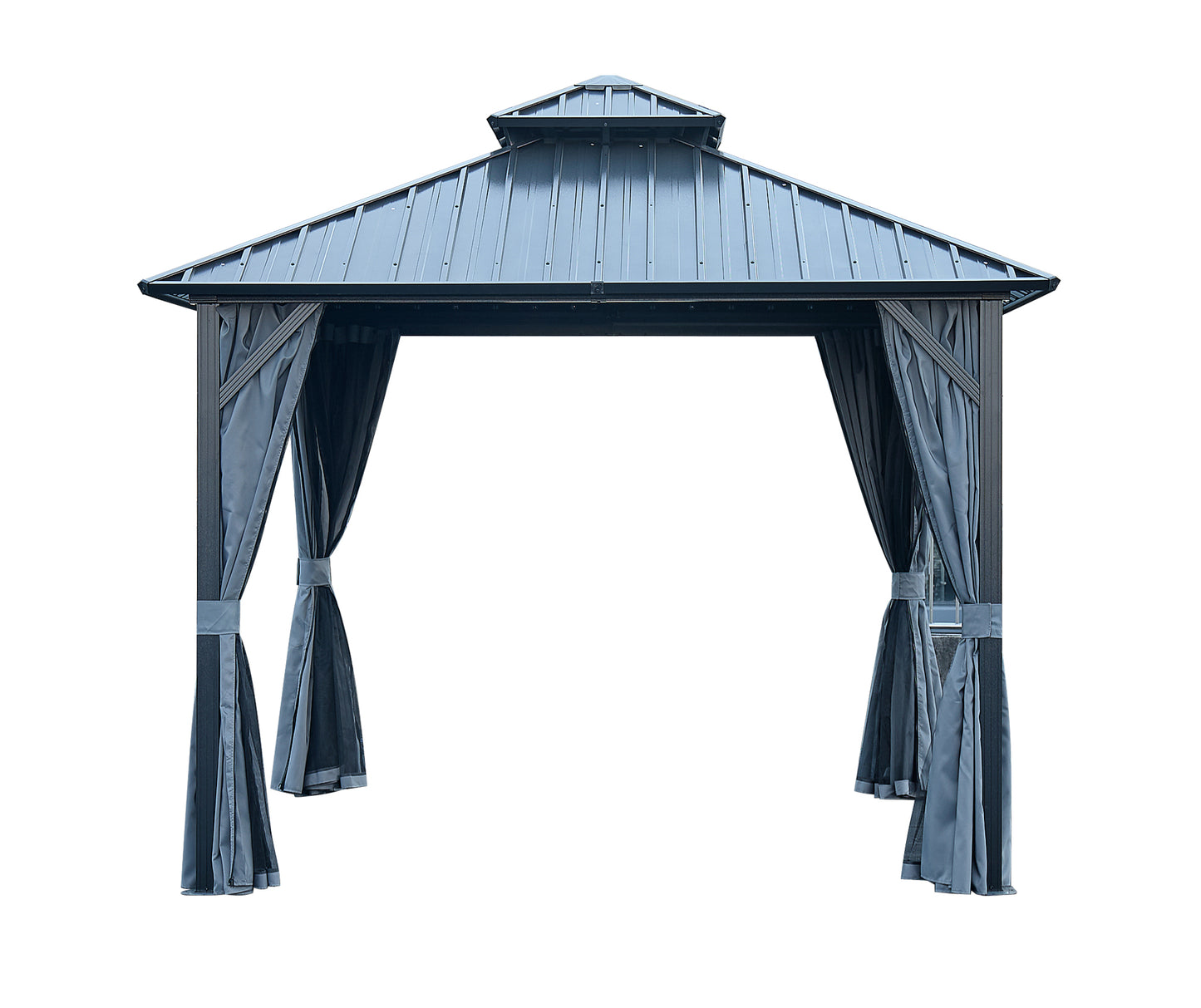 10 ft. x 10 ft. Patic Gazebo,Alu Gazebo with Steel Canopy,Outdoor Permanent Hardtop Gazebo Canopy for Patio, Garden in Black