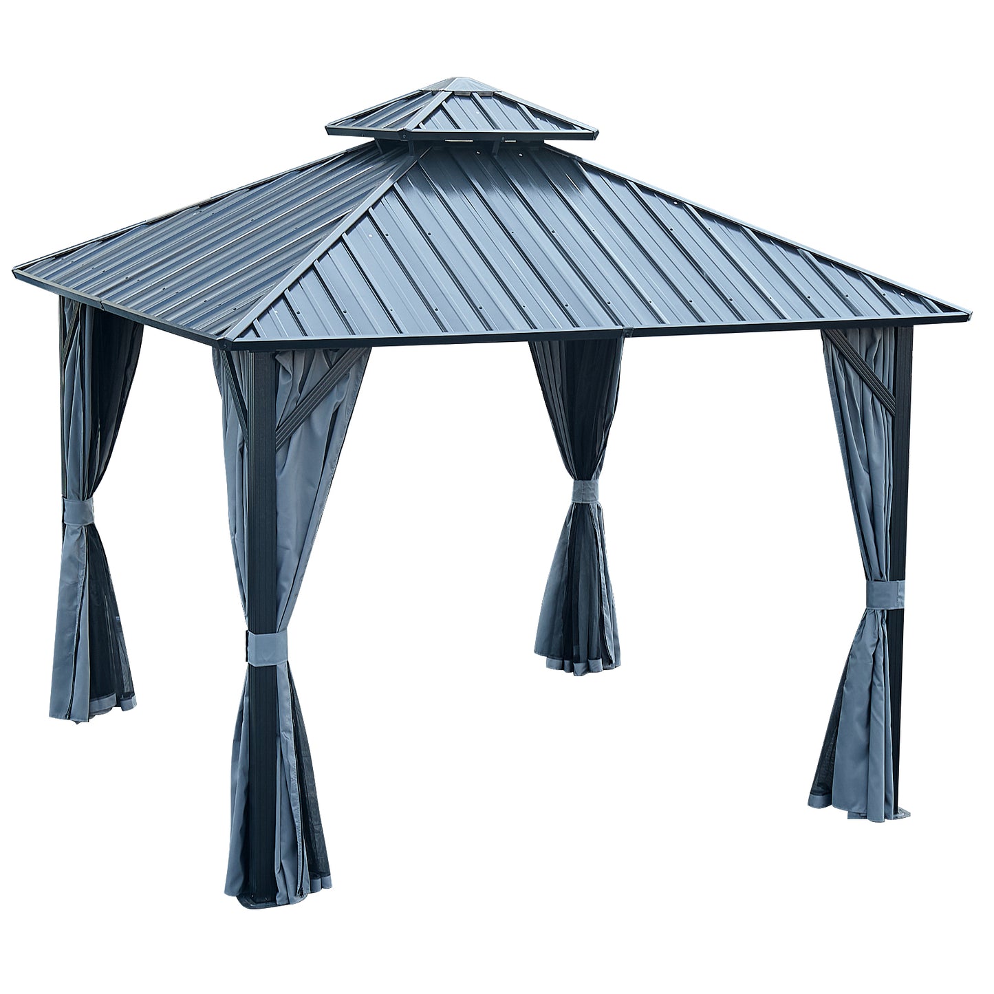 12 ft. x 12 ft. Patic Gazebo,Alu Gazebo with Steel Canopy,Outdoor Permanent Hardtop Gazebo Canopy for Patio, Garden in Black